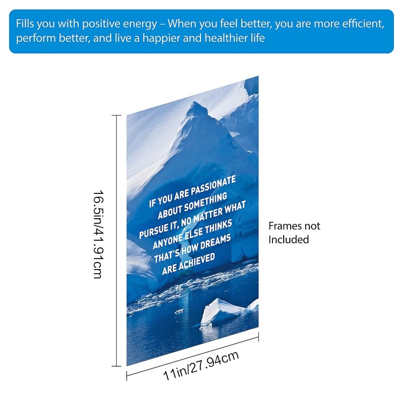 Motivational Wall Art Posters 8 Sheets English Words Inspirational Pictures for Office School Classroom Kids Living Room