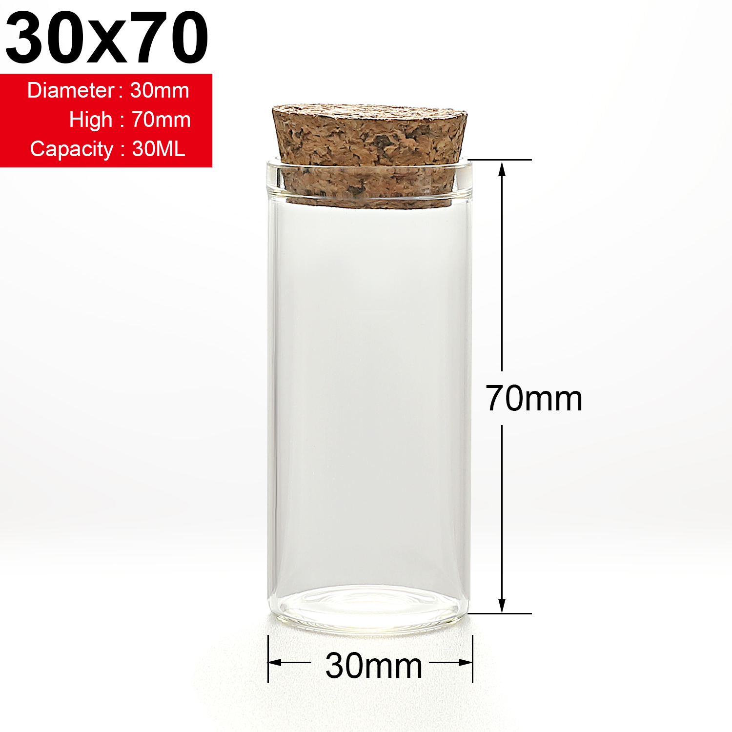 Glasflaskor med kork hantverk flaskor burkar bröllop 15ml 20ml 25ml 30ml tomma burkar behållare flaskor 10 st: 30ml