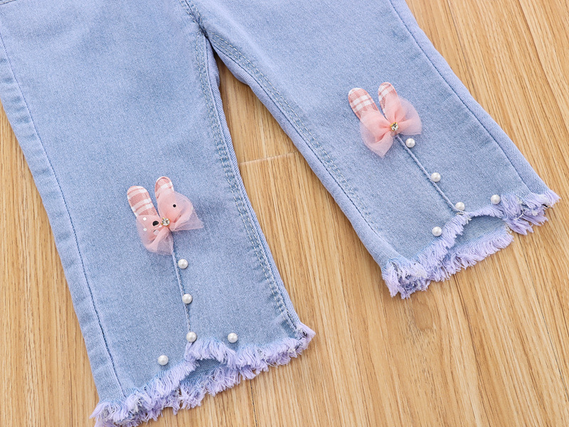 Casual Lente Zomer Dunne Peuter Baby Meisje Jeans Capri Broek Lichtblauw Cropped Broek Kids Kleding Kostuum 80-120Cm