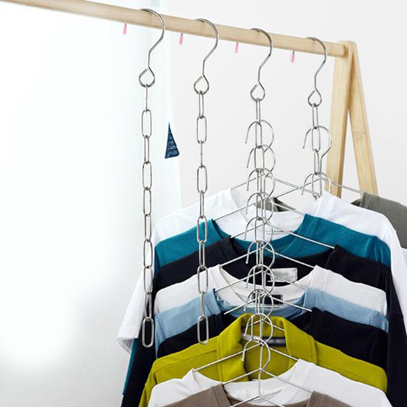 Multiple Clothes Metal Hanging Chain With Hook Apparel Shop Multi Coat Hangers Display Rings Clothing Rope: Default Title