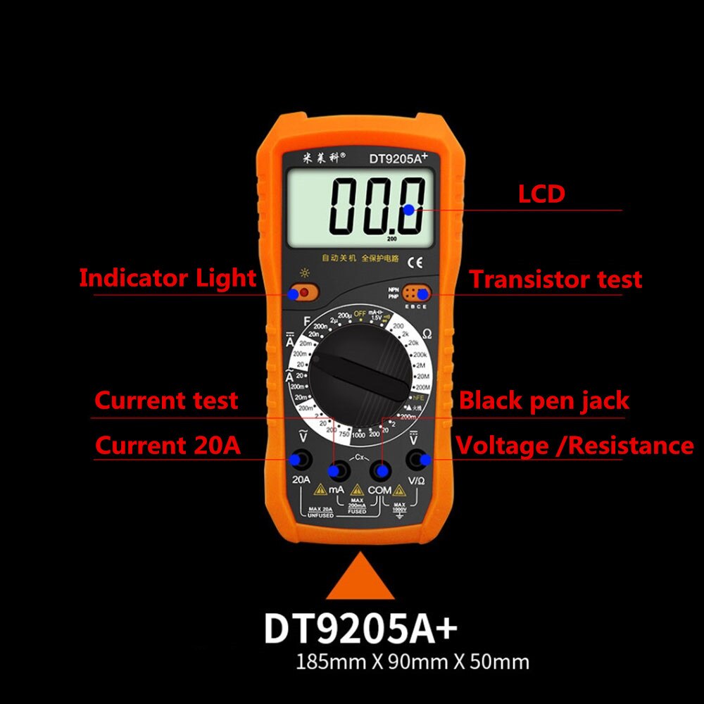 DT92 DT9205 Digital Multimeter Meter Multimetro Te... – Grandado