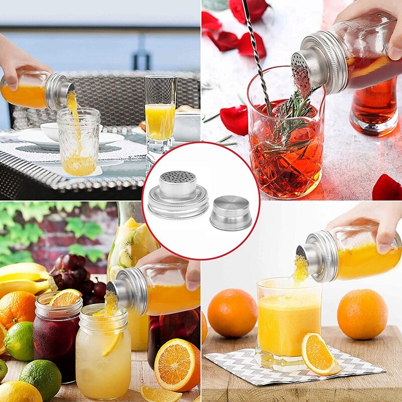 8 Packs Mason Jar Shaker Lid Shaker Top for Regular Mason Jar Shaker Lids for Mini Mason Jars