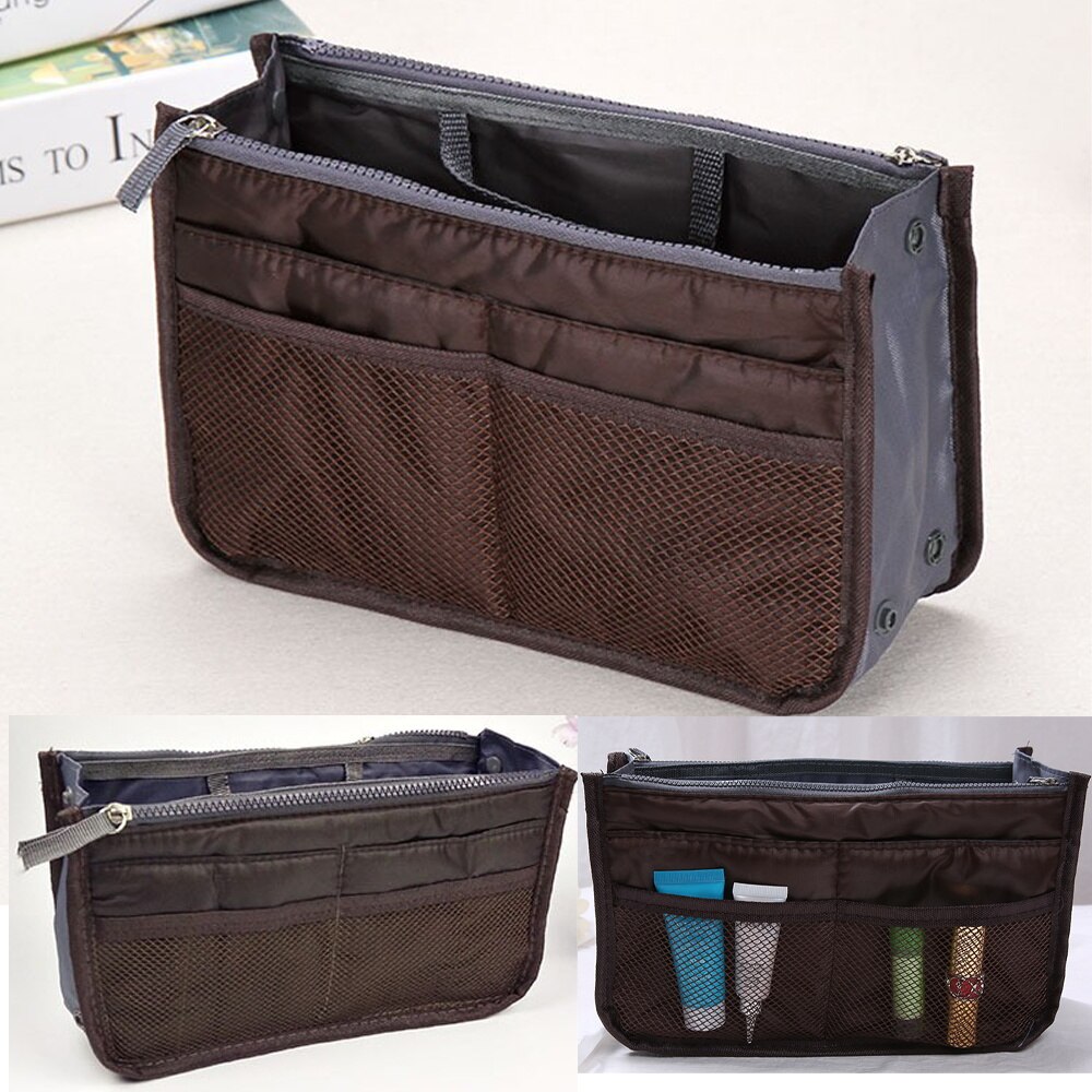 Organizer Insert Bag Vouwen Opbergzakken Handtas Reizen Insert Vilt Organizer Purse 2022 Tote Cosmetische Zakken Badkamer: brown