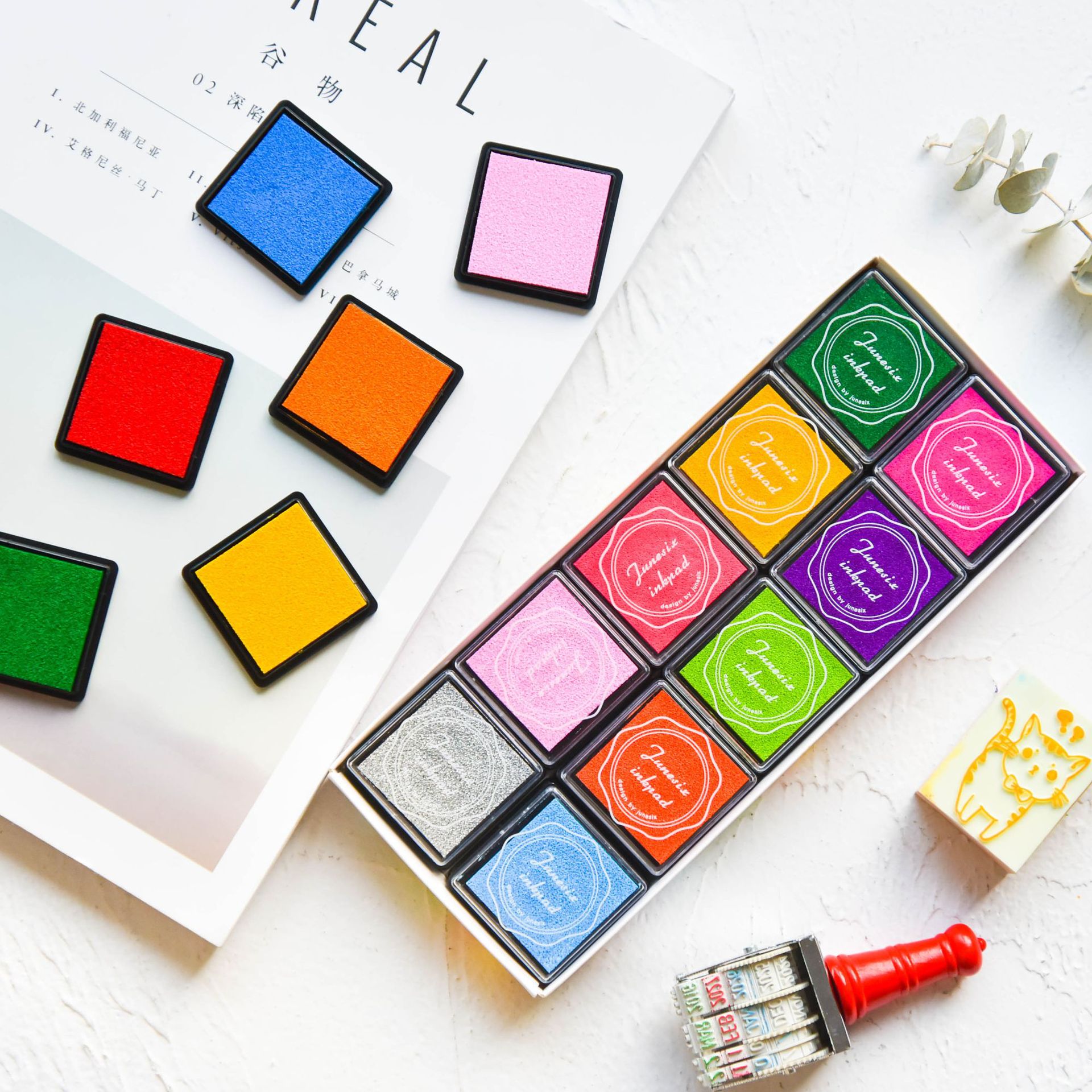 Set de 20 unidades de sellos de tinta multicolor, juguetes de sellos para niños para manualidades DIY, álbum de recortes, pintura para dedos, dibujo, juguete educativo para bebés