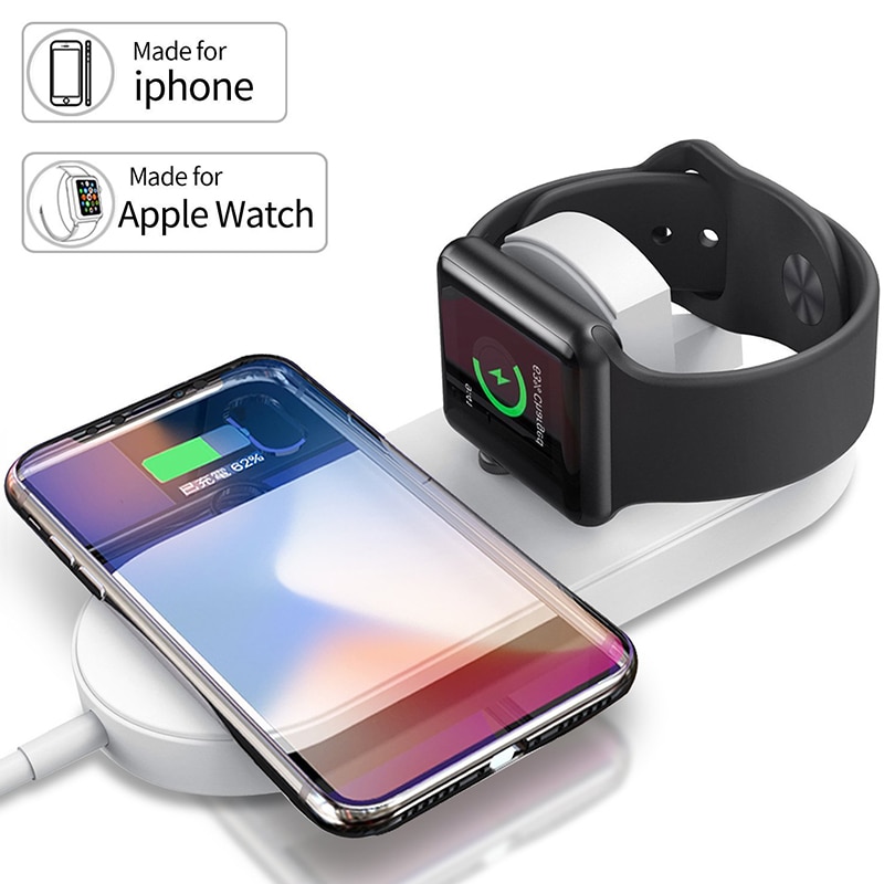 Carregador sem fio rápido 2 em 1, carregador wireless para aplicar watch iwatch series 1 2 3 adaptador qi doca de carregamento sem fio para iphone 11 pro xs xr max