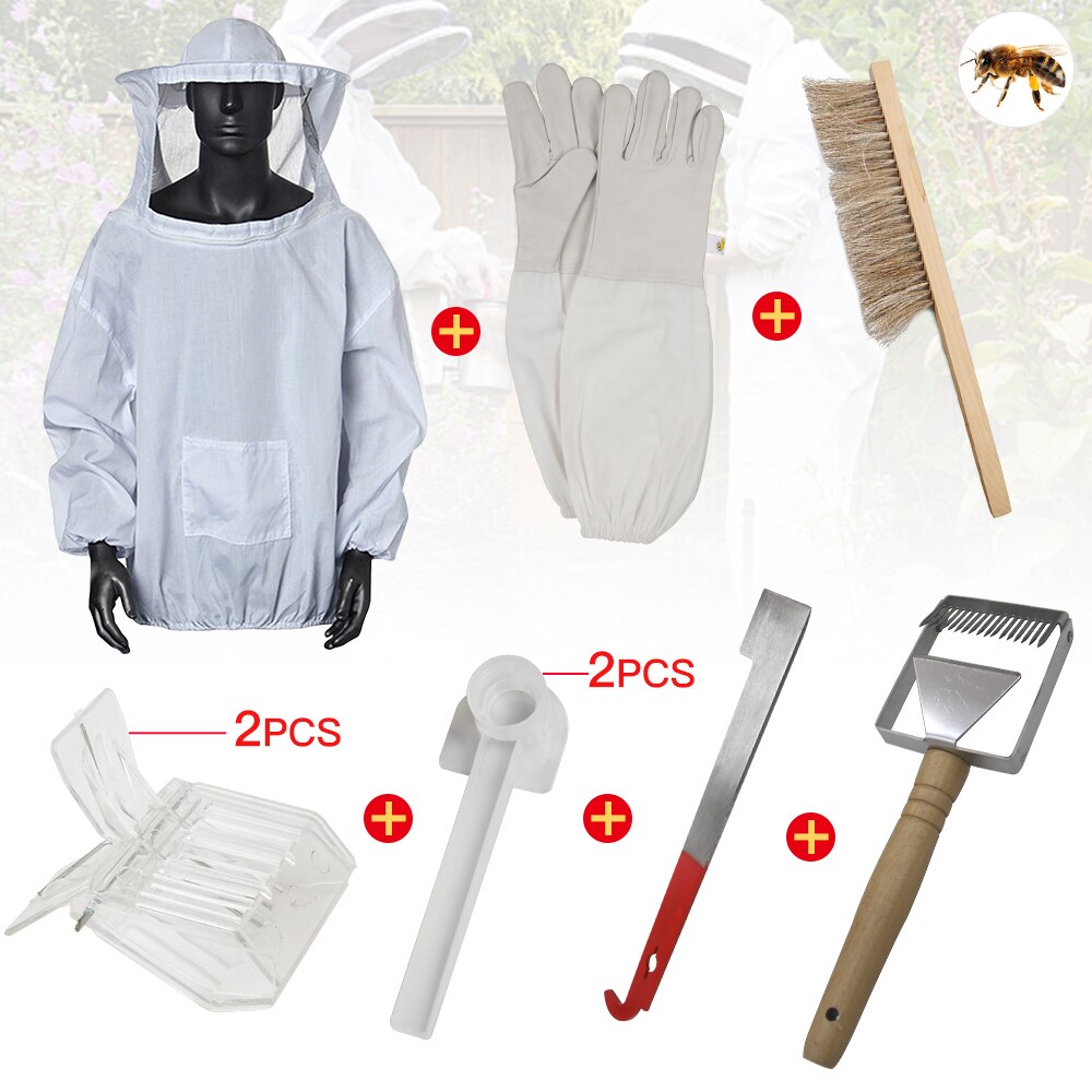 Beekeeping Bee Hive Smoker Kit Tools Equipment Set Queen Rearing System Cultivating Box Water Feeder Bee Clothing For Beekeeper: Default Title