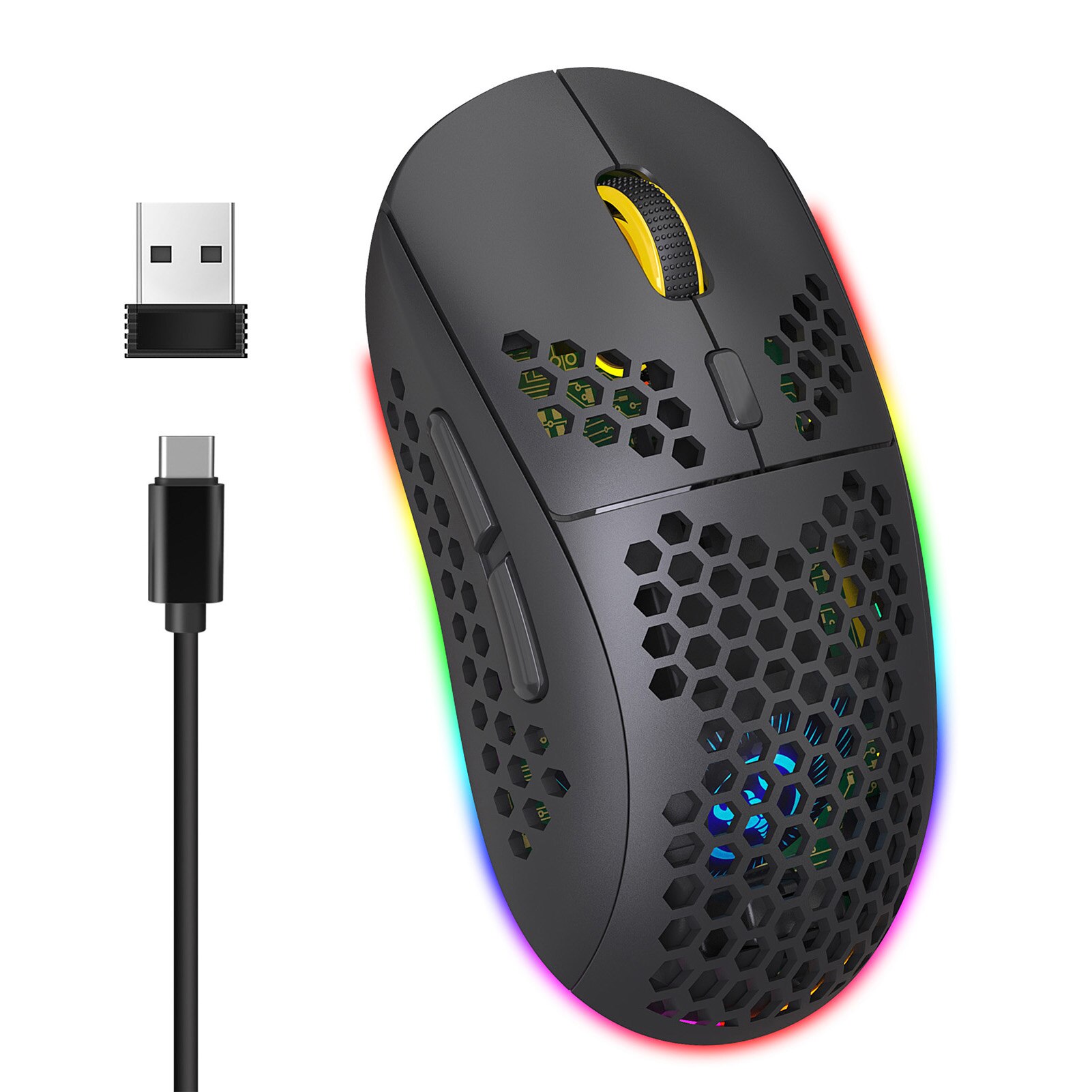 Mouse USB Wireless Gaming Mouse Type C Rechargeable Wireless Mouse 6 Keys Computer Gamer Mice For Computer PC Laptop: Default Title