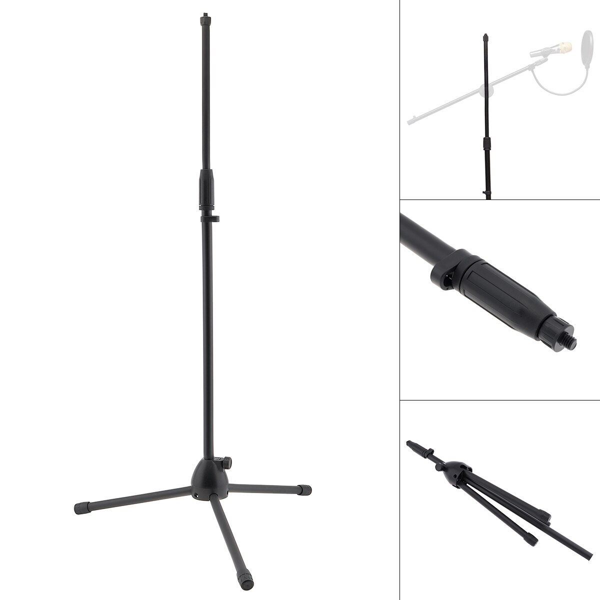 Metal Microphone Isolation Shield 3-Panel Wind Screen Foldable 3/8" and 5/8" Threaded Absorbing Foam for Live Broadcast: Mic Stand