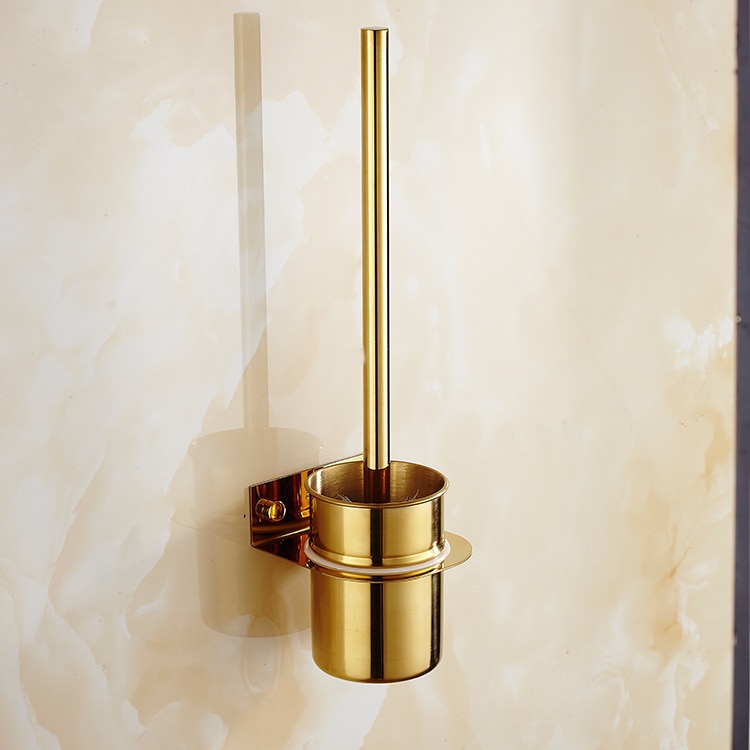 Vægbeslag 304 rustfrit stål toiletbørsteholder spejlbelægning montering sædeholder guld tilbehør til badeværelse hardware