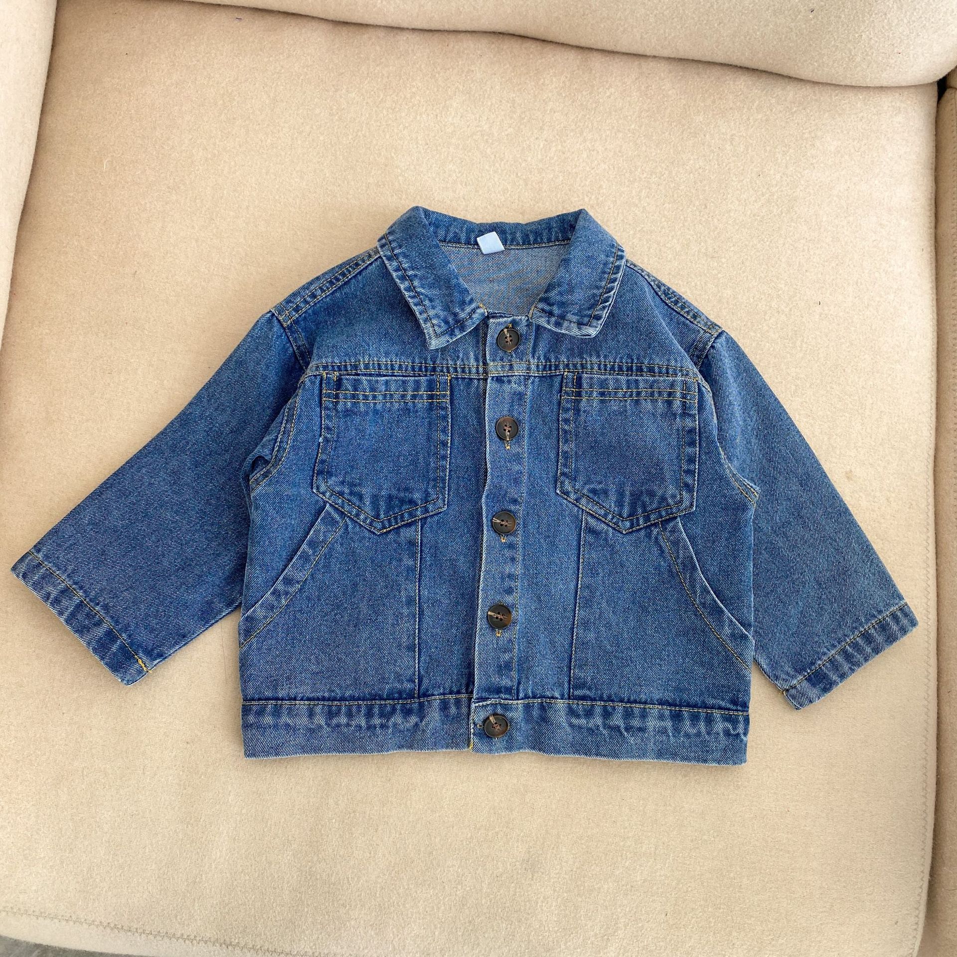9889C giacca di jeans per bambini primavera autunno 2022 cappotto da ragazzo giacca da ragazza allentata Casual 1-7 anni abiti da cappotto per bambini: Blue / 90 for 2y