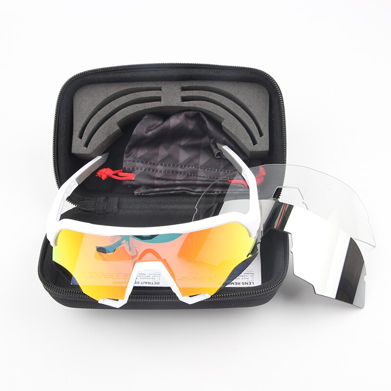 S3 Cycling sunglasses peter sagan Sports Bike Cycling Goggles Sunglasses UV400 Eyewear 3Lens bike accessories: S3 white red