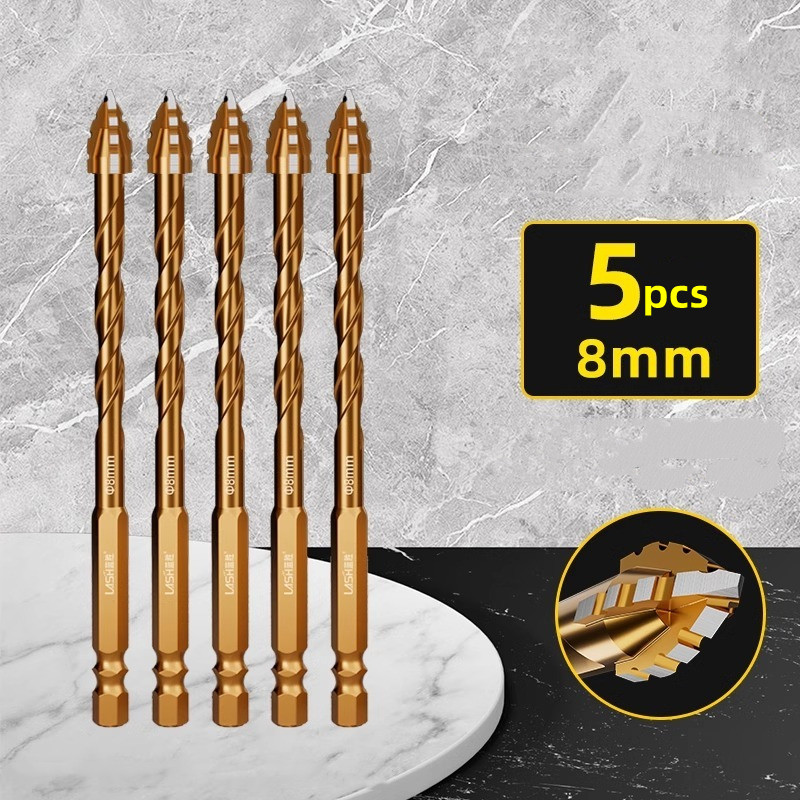 Upgraded Four-edged Sawtooth Drill Bit For Tile Drilling And Concrete Special Electric Drill Ultra-high Hardness Drill Bit: grey