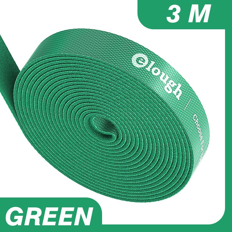 Elough 5m kabel organiserare wire winder clip hörlurar mushållare sladdskydd för iphone samsung xiaomi huawei usb-laddare: 3m gröna kardborreband