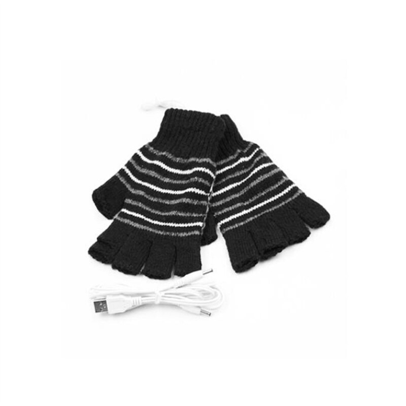 Usb Verwarmde Handschoenen Winter Thermische Handwarmer Elektrische Verwarming Handschoen Huishoudelijke Levert Indoor Kantoor Bike Fietsen Handschoen 5V: Stripe Black