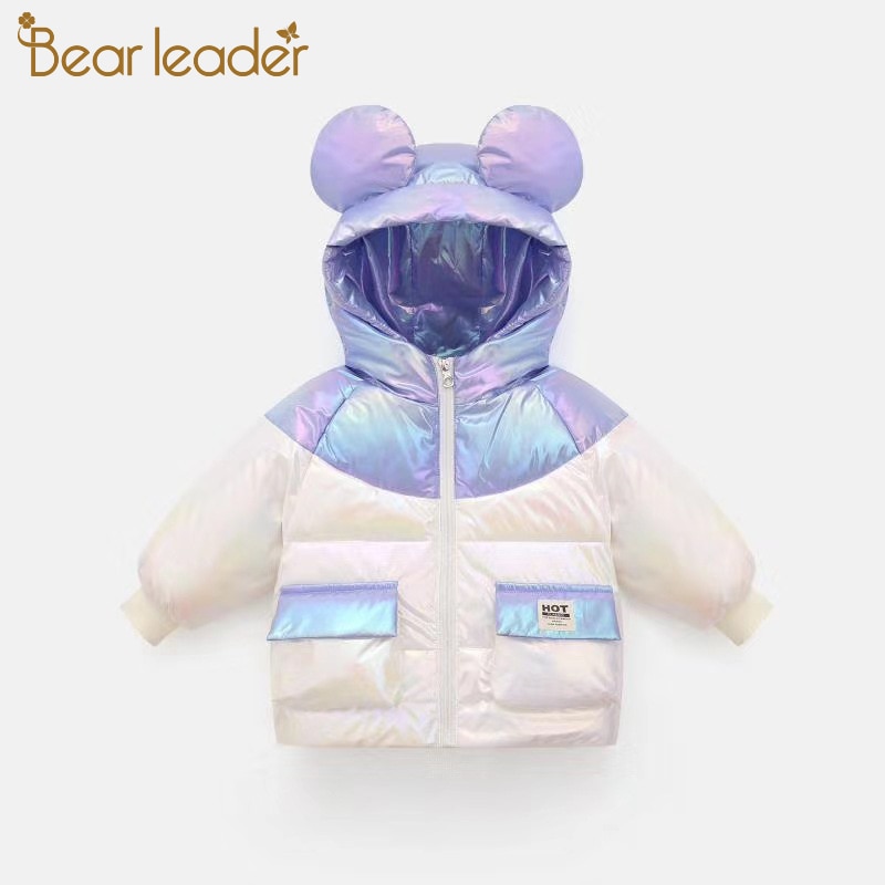 Bear Leader Meisjes Winter Hooded Jassen Mode Kleurrijke Patchwork Down Parka Jongens Cartoon Jassen Kinderen Bovenkleding Suits