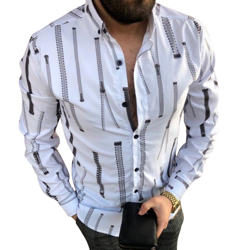 Mannen En Najaar Tops Lange Mouw Heren Shirts Button Up Business Werk Smart Formele Vlakte Jurk Top Casual slim Fit: white / XXL