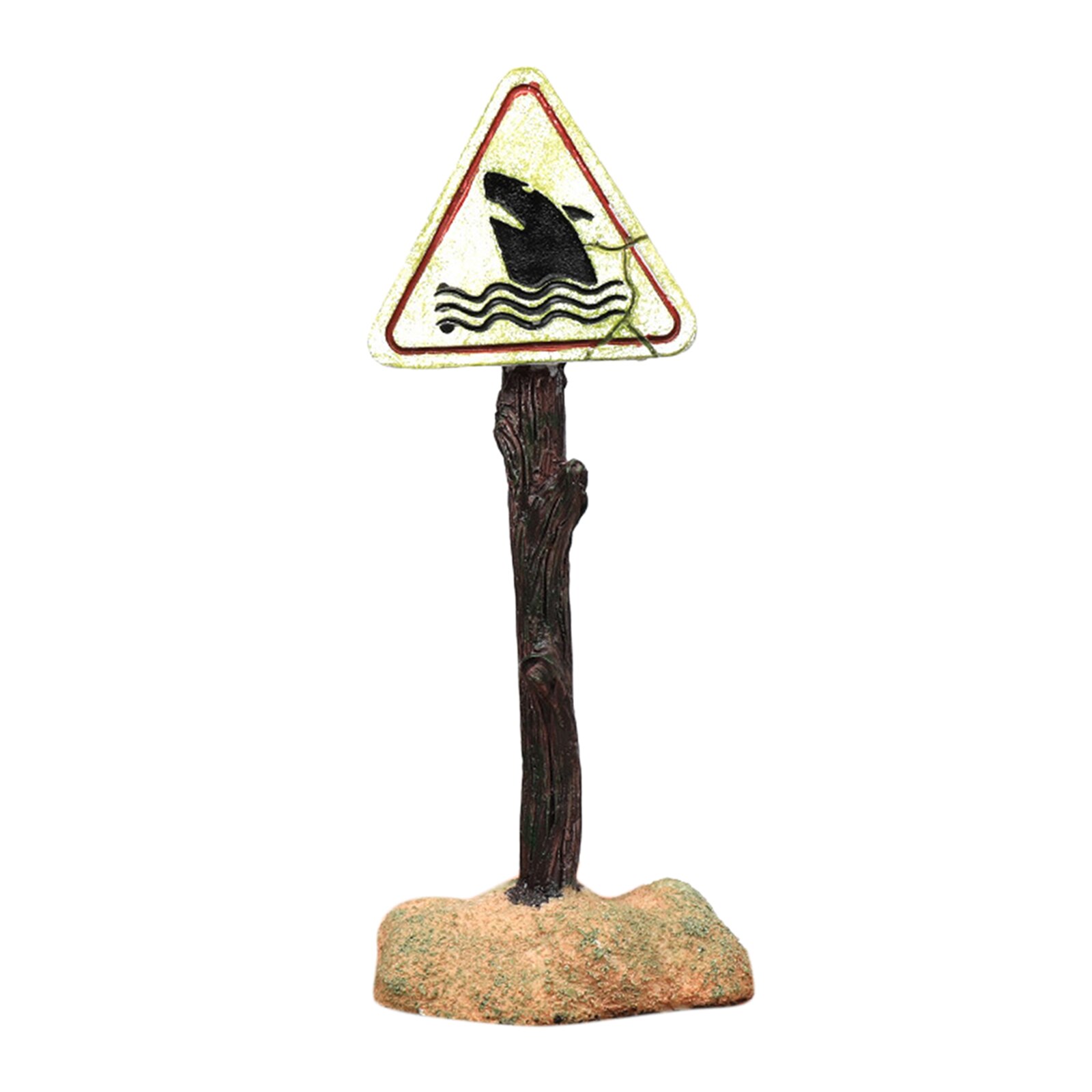 Funny Cartoon Warning Signs Aquarium Landscape Fish Tank Goldfish Decoration: Shark 6.5x4.5x16.5cm