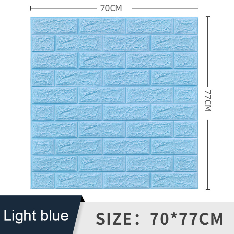 1PCS Self Adhesive Foam Wallpaper Waterproof 3D Brick Wall Panel Living Room Brick Stickers Bedroom Kid Brick Papers Home Decor: Light blue
