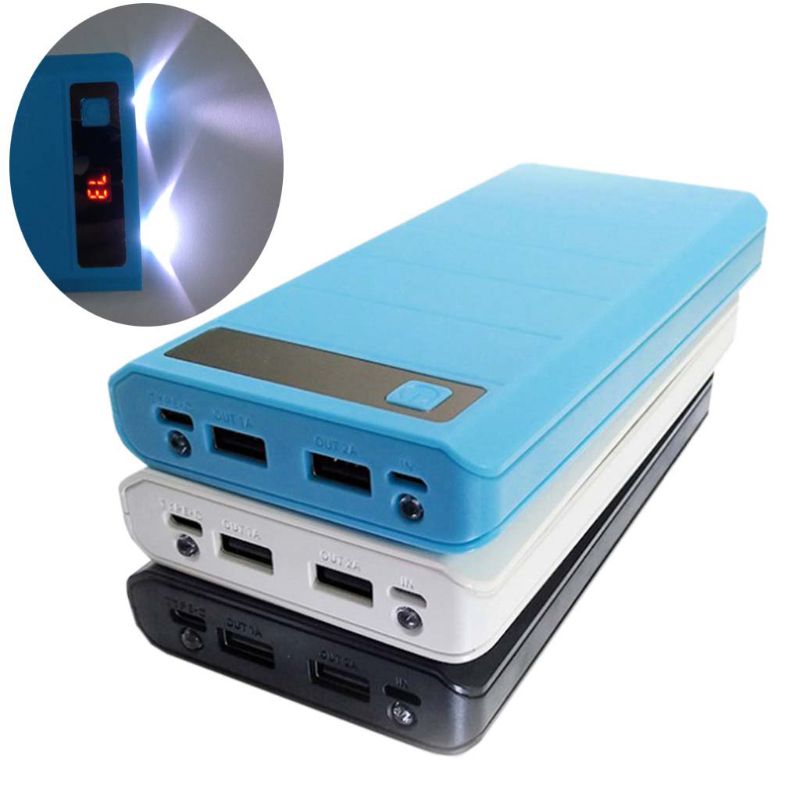 Type C Input 2 USB 8x 18650 Battery DIY Holder LED Display Power Bank Case Box