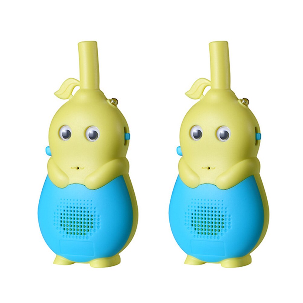 2 st/set barn walkie talkie barn tecknade mini leksaker för barn barn presentbärbara tvåvägs transceiver lanyards för utomhusbruk: Blå eu-kontakt