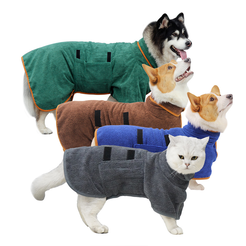 Dog bathrobe, absorbent pet quick drying bath towel