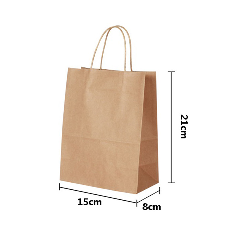10 Stks/partij 4Size Kraft Diy Multifunctionele Kerstmis Nieuwjaar Papieren Zak Met Handvat Doek Boodschappentas: 21x15x8cm