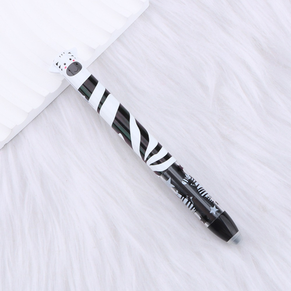 Cartoon Erasable Ballpoint Pen Animal Quick-drying Neutral Pen Double Ink Color Signature Pens Stationery: Navy Blue
