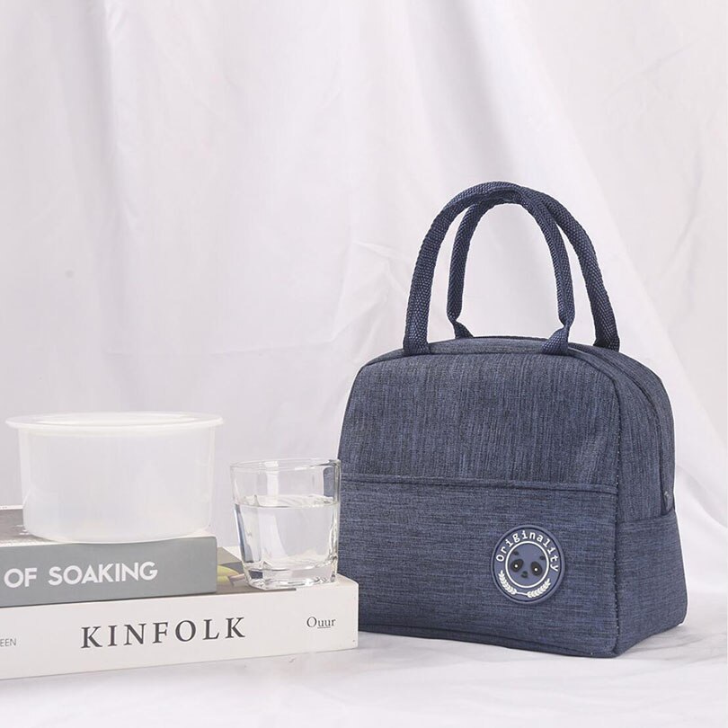 1 pçs cervos impresso sacos de refrigerador à prova dnylon água náilon portátil zíper térmico oxford almoço sacos caixa para as mulheres conveniente sacola de alimentos: Navy Blue Style01