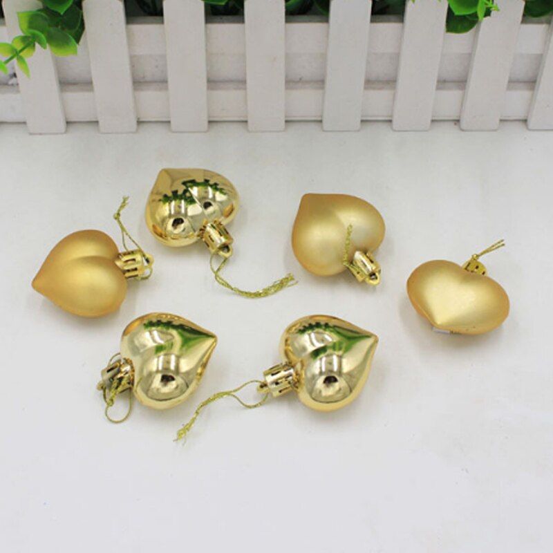 5pcs Christmas Tree Toppers Decorations Baubles Xmas Wedding Ornament DIY Peach Hearts: Golden 1