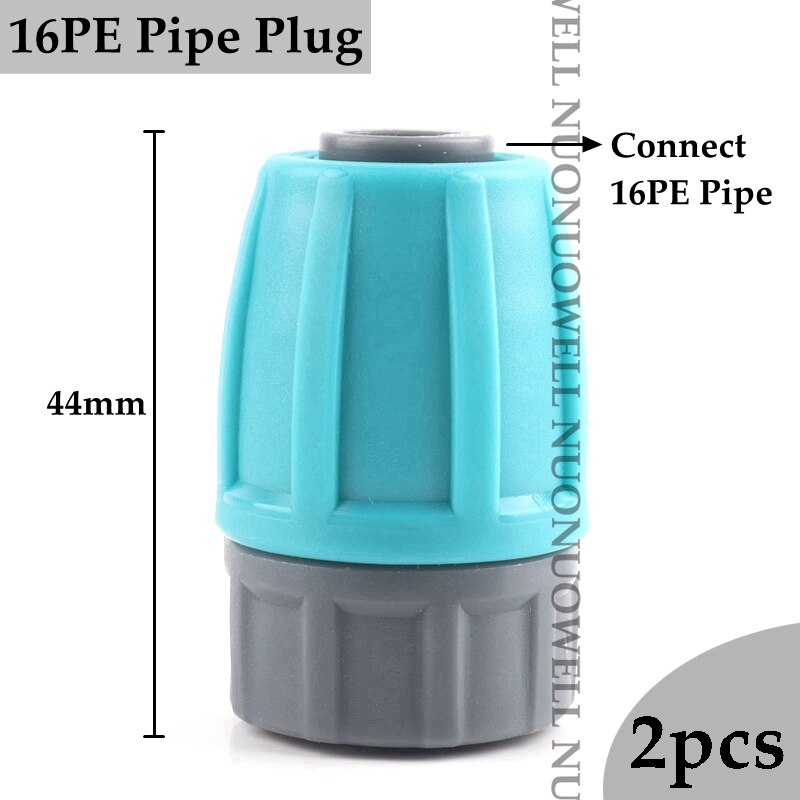 2pcs 16mm LDPE Pipe Fittings Garden Water Connectors Hose Lock Nut Joints Micro Irrigation System Kits Tube Fittings: 16PE Pipe Plug