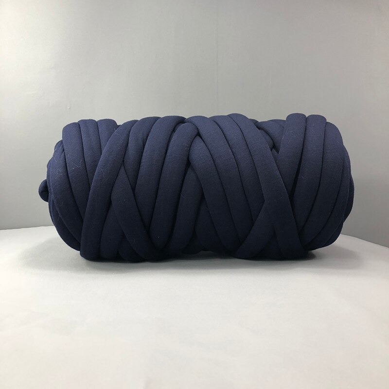 250g Chunky Yarn Cotton DIY Hand Knitting Crochet Roving Spinning Blanket Wool Thread Carpet Hat Home Textile Supply Needlework: 250G-Dark blue