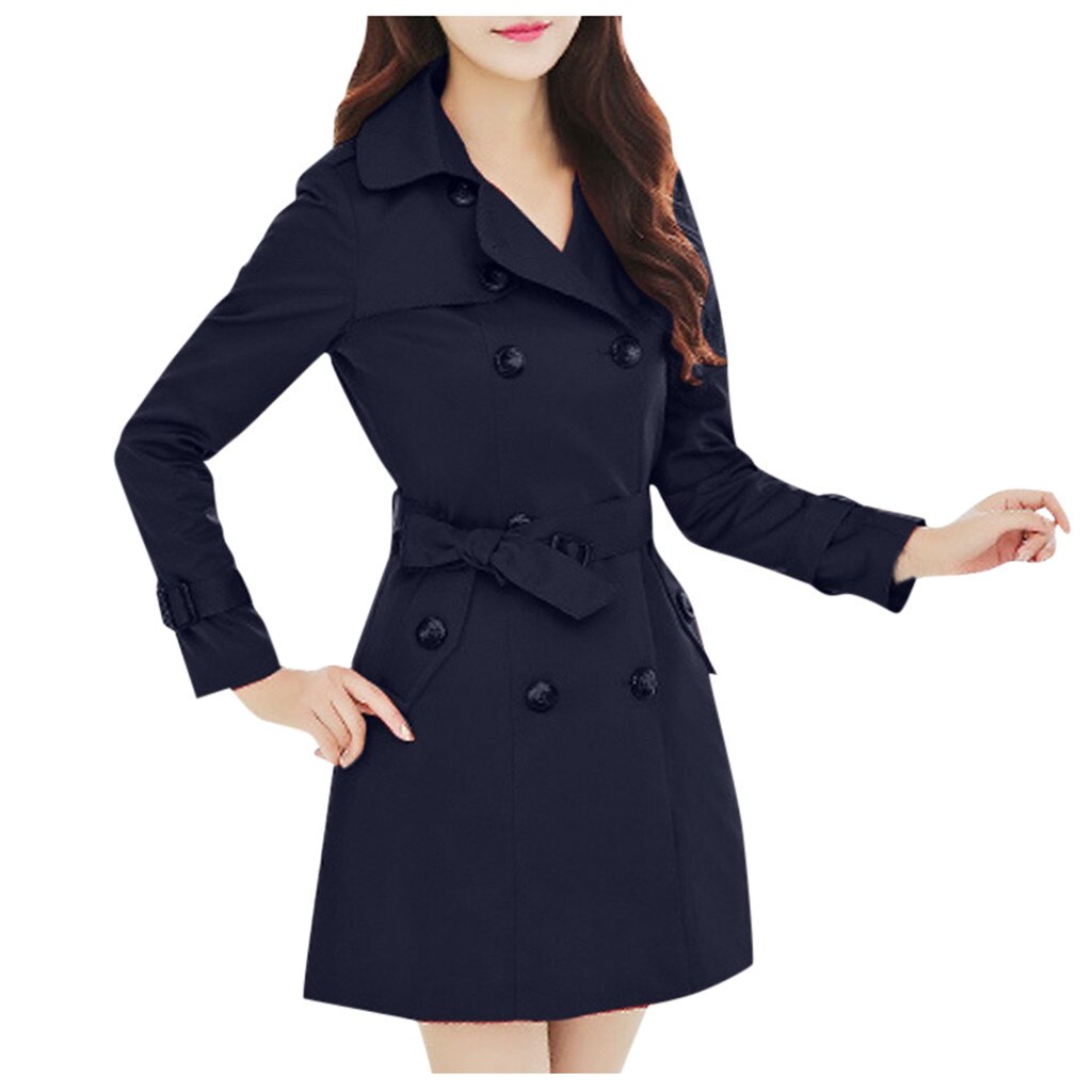 Veste longue et cintrée, manteau pour femme, 1 pièce, manteau d'extérieur femme, manteau d'extérieur printemps-automne coupe-vent #907: NY / XXL