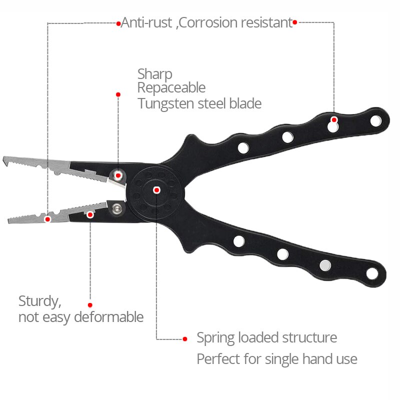 Alicates de pesca de aluminio Crazy Shark, cortador de anillas divididas, alicates de engaste de carpa, soporte de pesca de plomo para aparejos, productos para la pesca, 18cm
