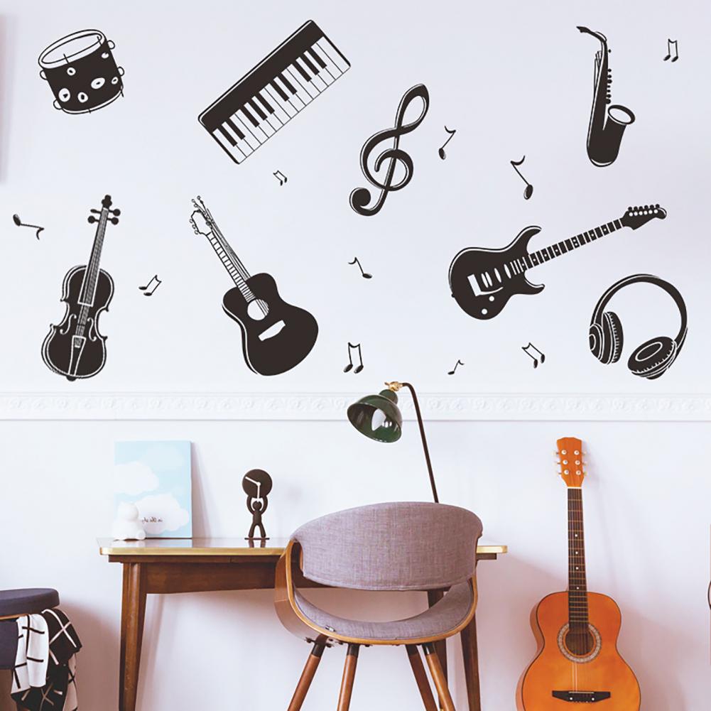 Wall Decal Musical Instrument Pattern Wall Stickers Self-adhesive PVC Window Decoration Wall Decal Sticker Home Decor