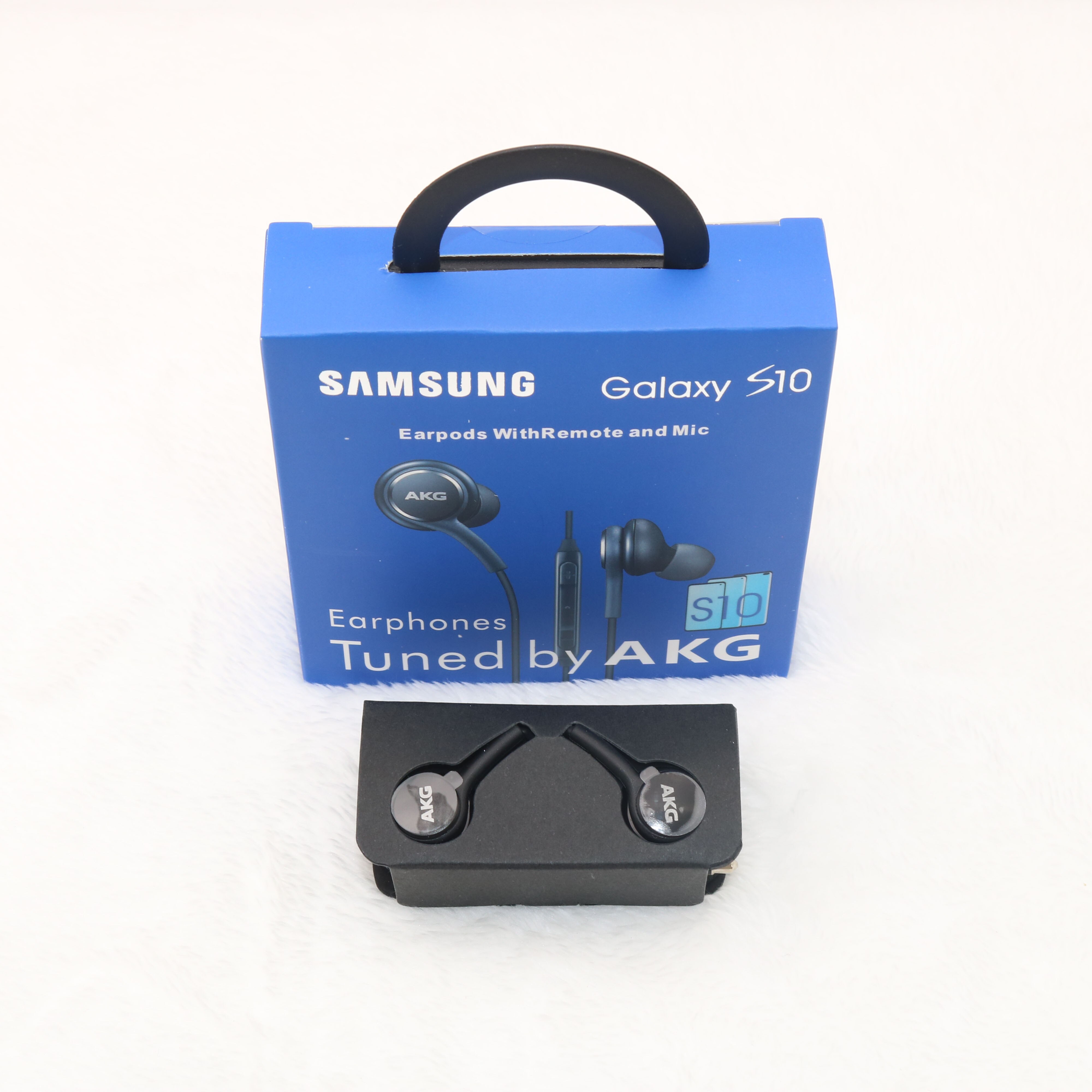 AKG IG955 Samsung Earphones 3.5mm In-ear with Microphone Wire Headset for huawei Samsung Galaxy s10 s9 s8 S7 S6 S5 S4 smartphone: Black X Blue Box