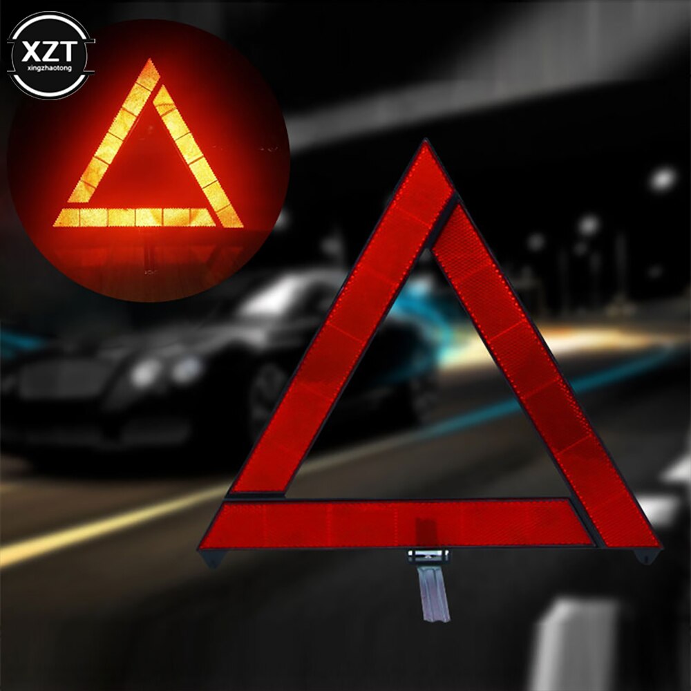 Car Emergency Breakdown Warning Triangle Red Reflective Safety Hazard Car Tripod Folded Stop Sign Reflector