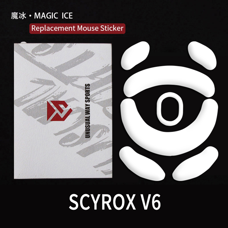 UnusualWaySports Mouse Skates Feet Scyrox V6 Cambered Surface PTFE Anti Collapse Magic Ice Black Silver Fox: Beige