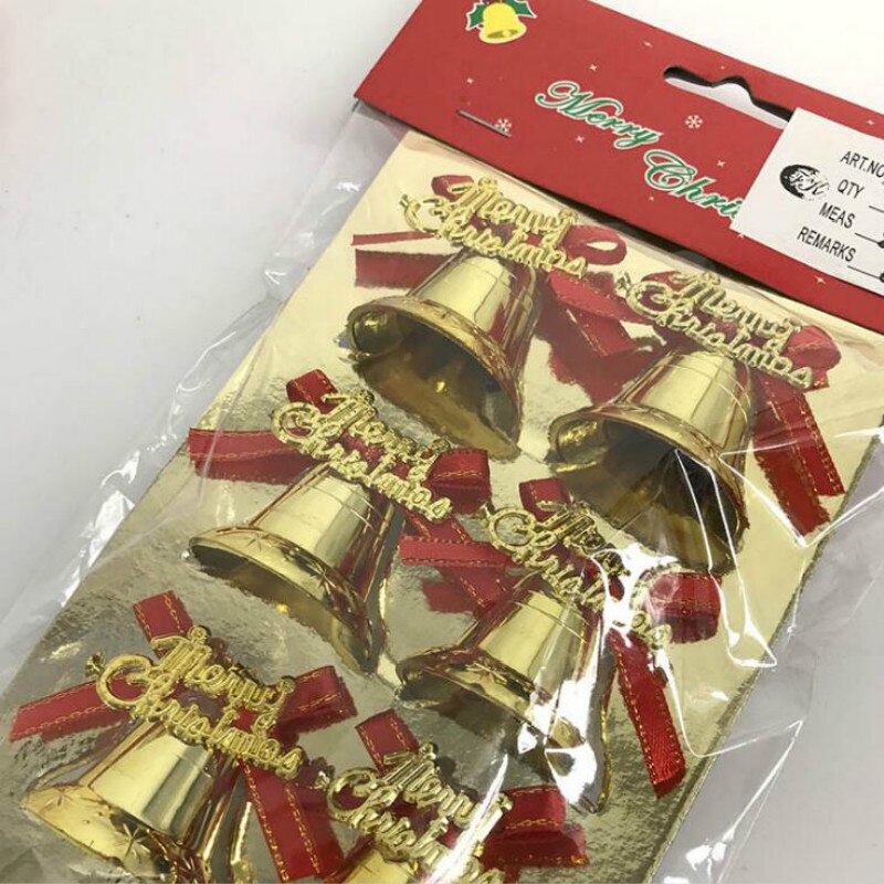 6 Stuks Kerst Accessoires Bel Geschenkdoos Decoratie Diy Golden 5Cm Hanger Kerstversiering Voor Boom