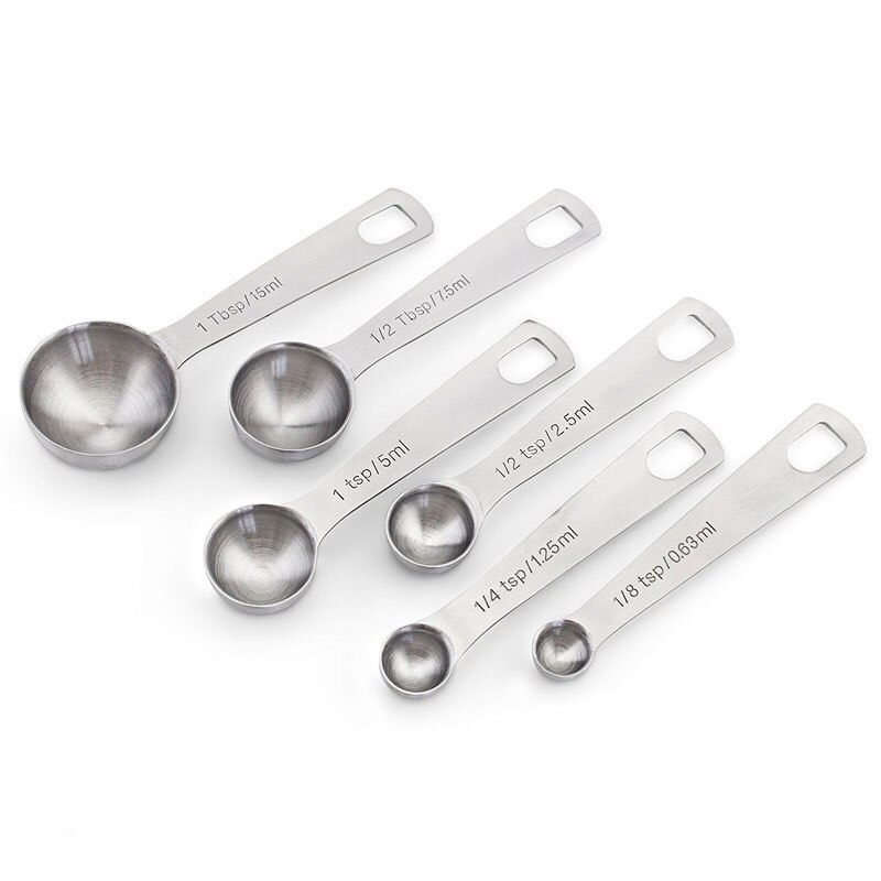 6Pcs/Set Stainless Steel Collapsible Folding Measuring Cup and Spoon Set Folding Measuring Spoons Baking Cooking Tools Set