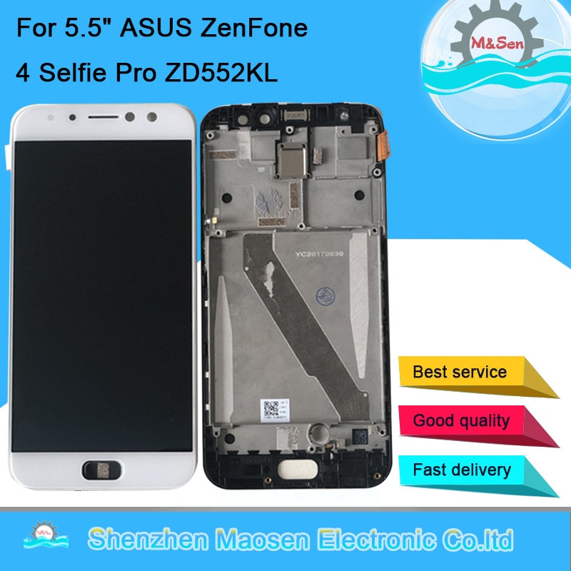 5.5 "Originele Amoled M & Sen Voor Asus Zenfone 4 Selfie Pro ZD552KL Lcd-scherm Frame + Touch panel Digitizer Voor Asus ZD552KL