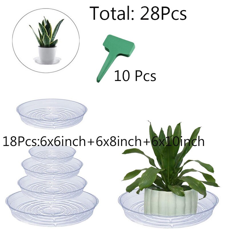 Duurzaam Plant Druipen Pad Schotel Clear Plastic Schoteltjes Drip Trays Set Bloempot Lade Ronde Schotel Voor Binnenshuis Outdoor Planten pot: Set 2 28Pcs