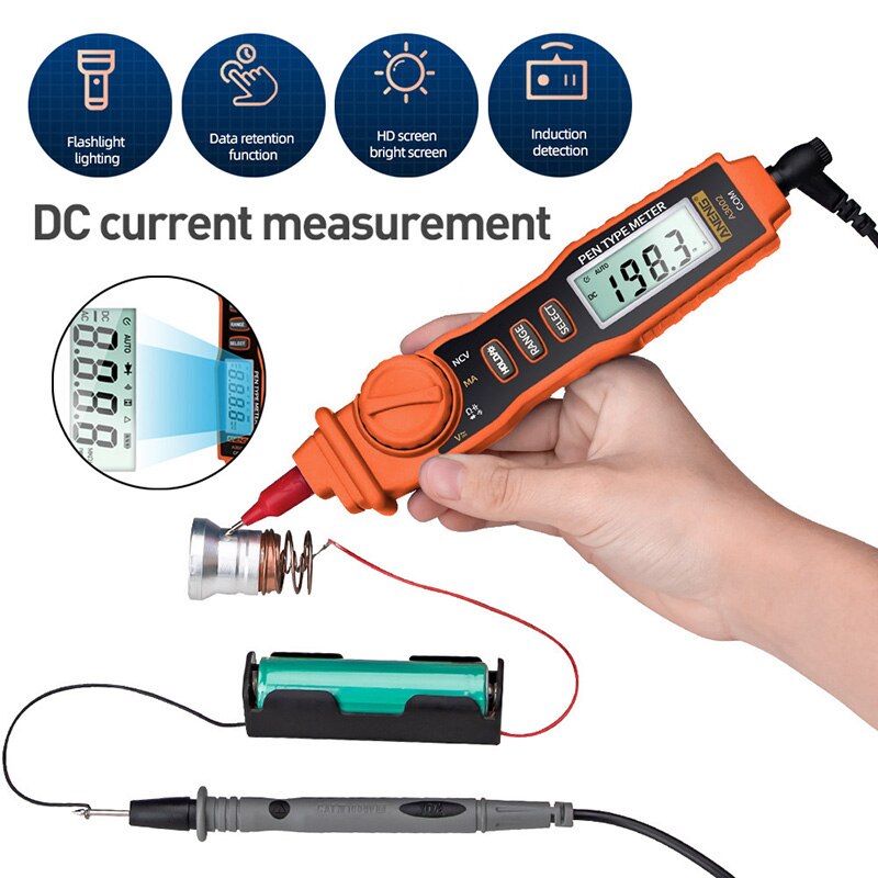 A3002 Digital Multimeter Pen Amp Clamp Type 4000 Counts with Non /DC Resistance Diode Continuity Tester