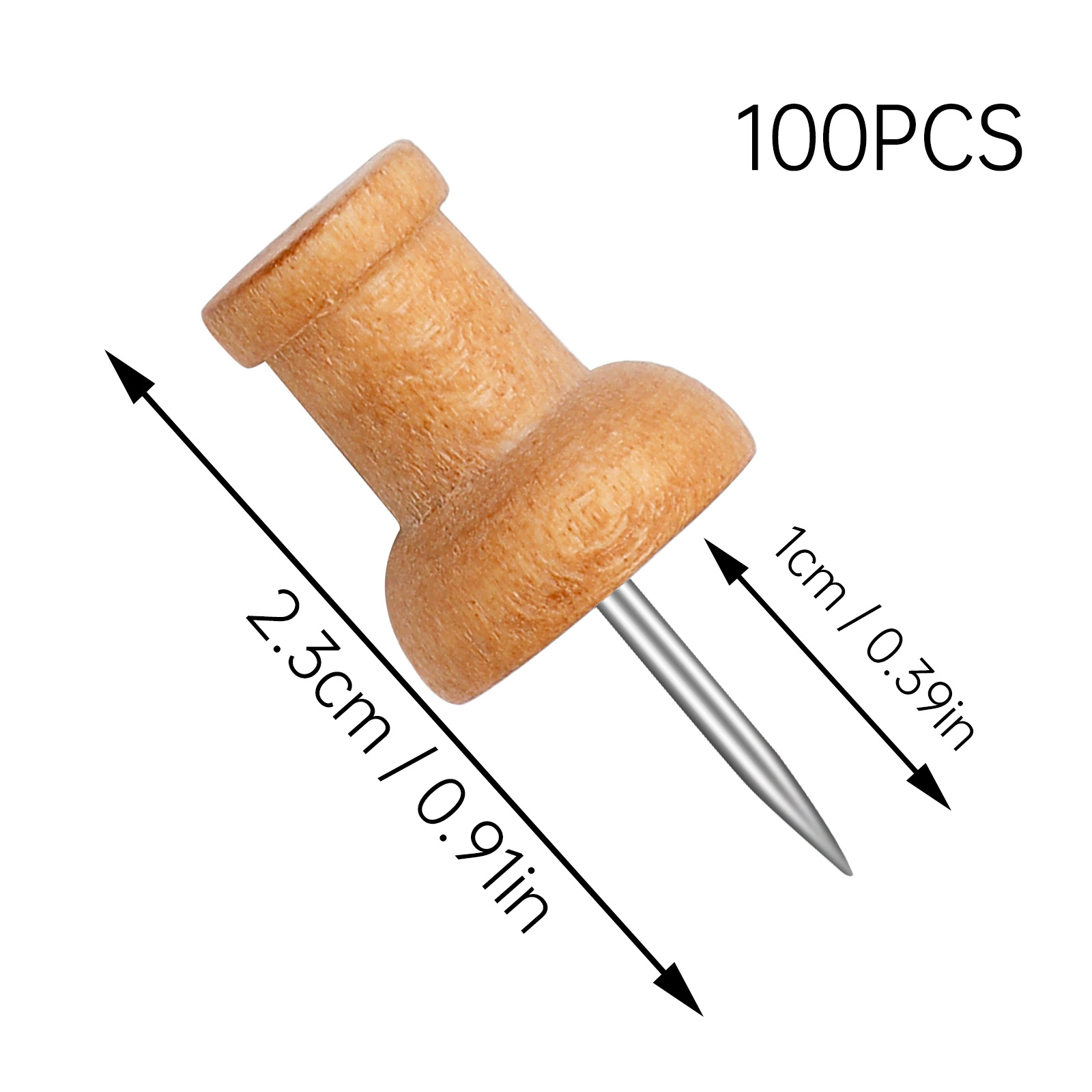 KRABALL Wooden Pushpin with Storage Box Drawing Photo Wall Studs Cork Board Pins for Decoration of Billboard Process Items: Gold