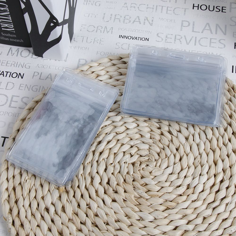 10 stk vandret gennemsigtig vinylplast klar id-kortholderholder med lynlås