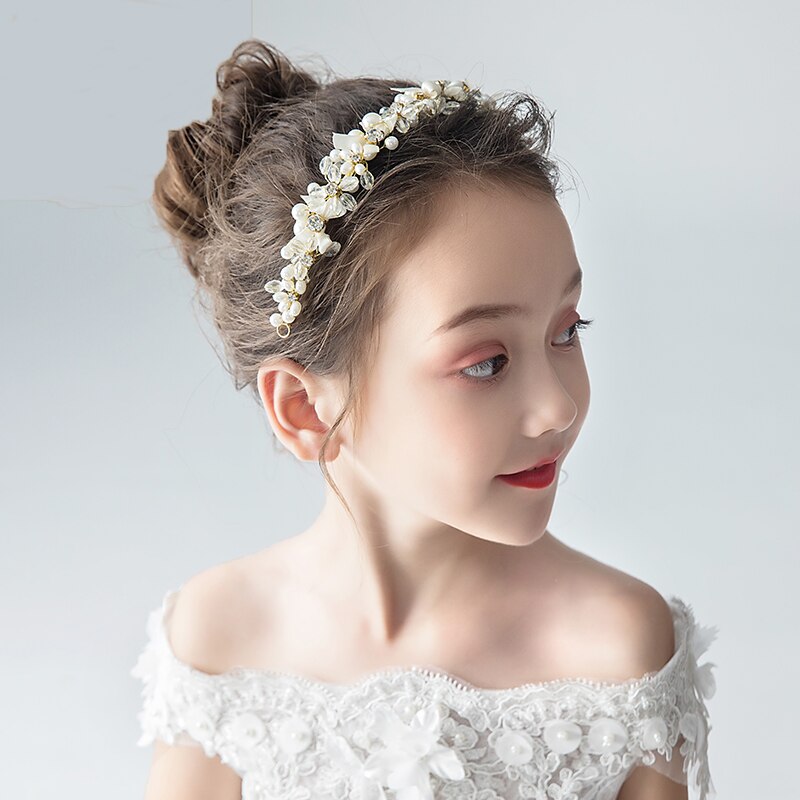 Children's headdress head flower headband Princess Pearl Wreath girl hair accessories Korean ladies wild headband performance je
