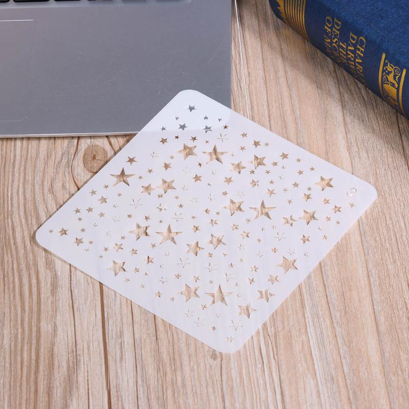 Plast ihålig linjal stjärnmönster stencil prägling form mall gör-det-själv scrapbooking fotoalbum verktyg måla ritning pochoir