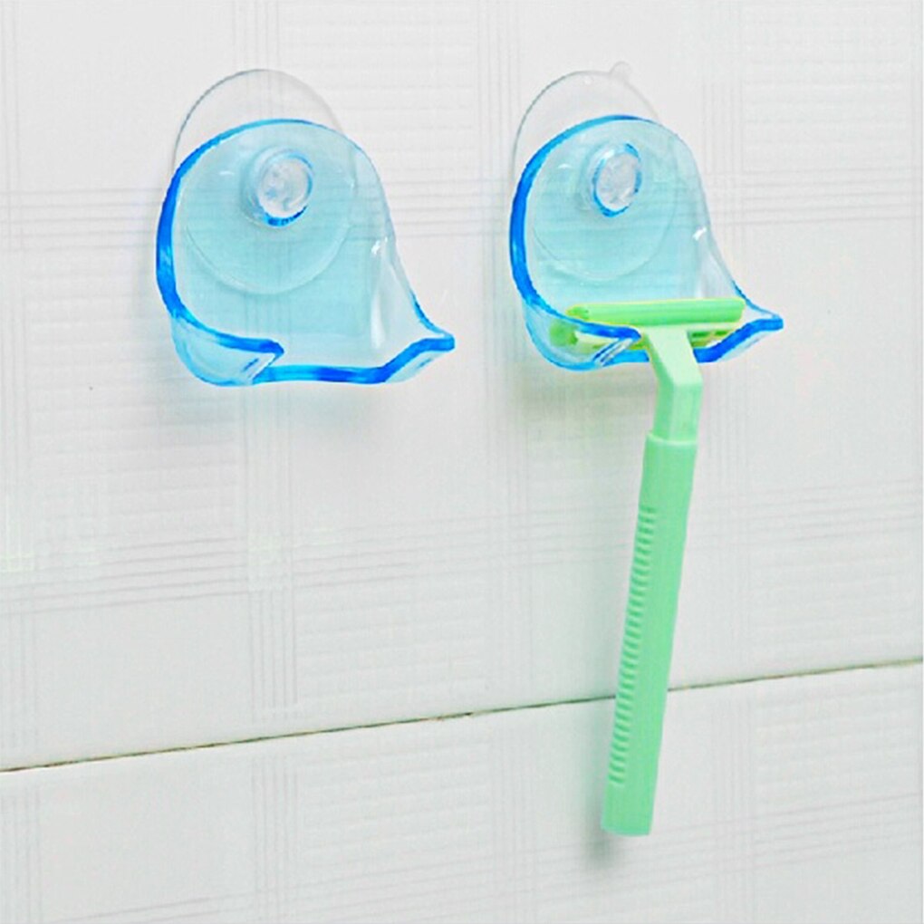 Plastic Wall-mounted Razor Holder Bathroom Shaver Razor Holder Shaver Caps Rack Sucker