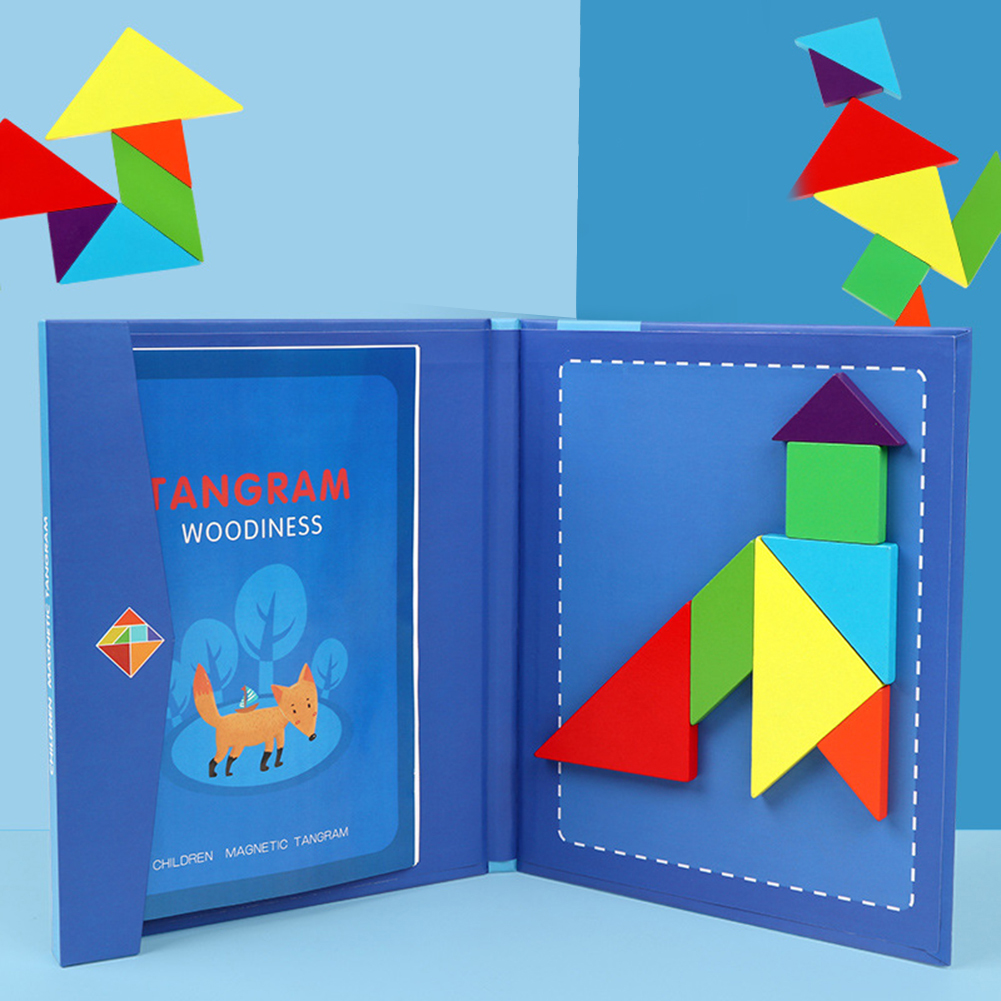 Bambini Colorati Magnetico Tangram Jigsaw Puzzles Gioco IQ Libro Rompicapo Istruzione Per Bambini FAI DA TE Fatti A Mano di Puzzle Del Giocattolo