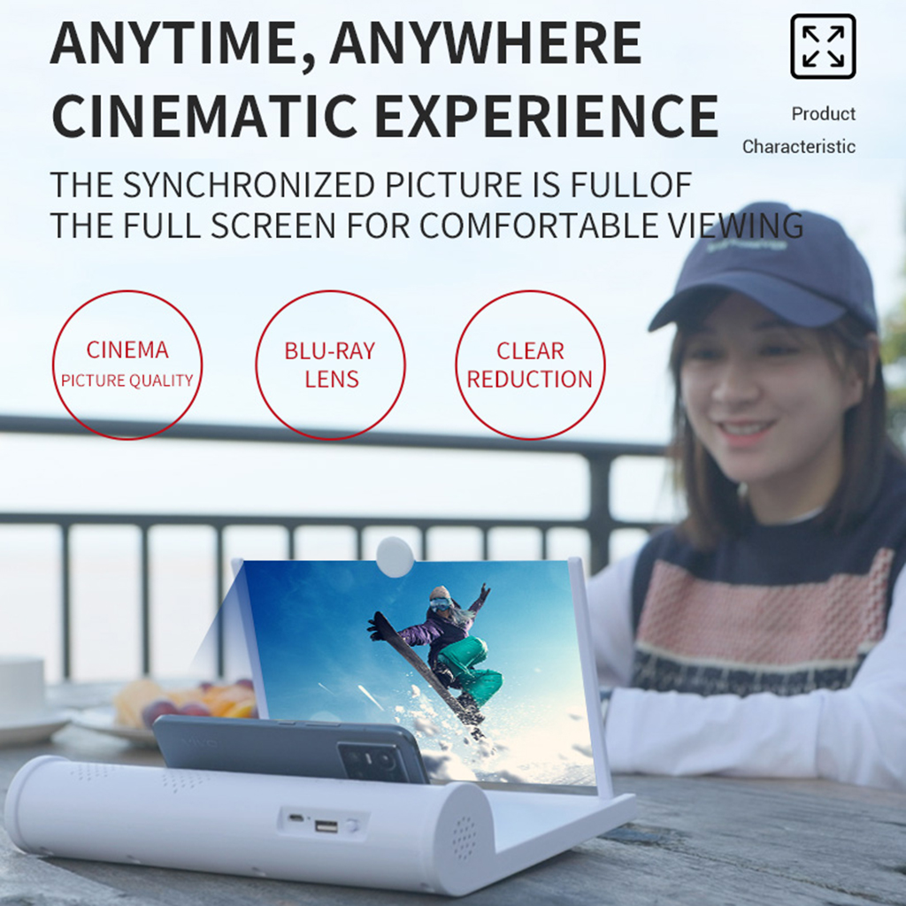 3D Screen Amplifier High-definition 12 Inch Mobile Phone Screen Magnifier Relieves Discomfort Visual Fatigue Stable