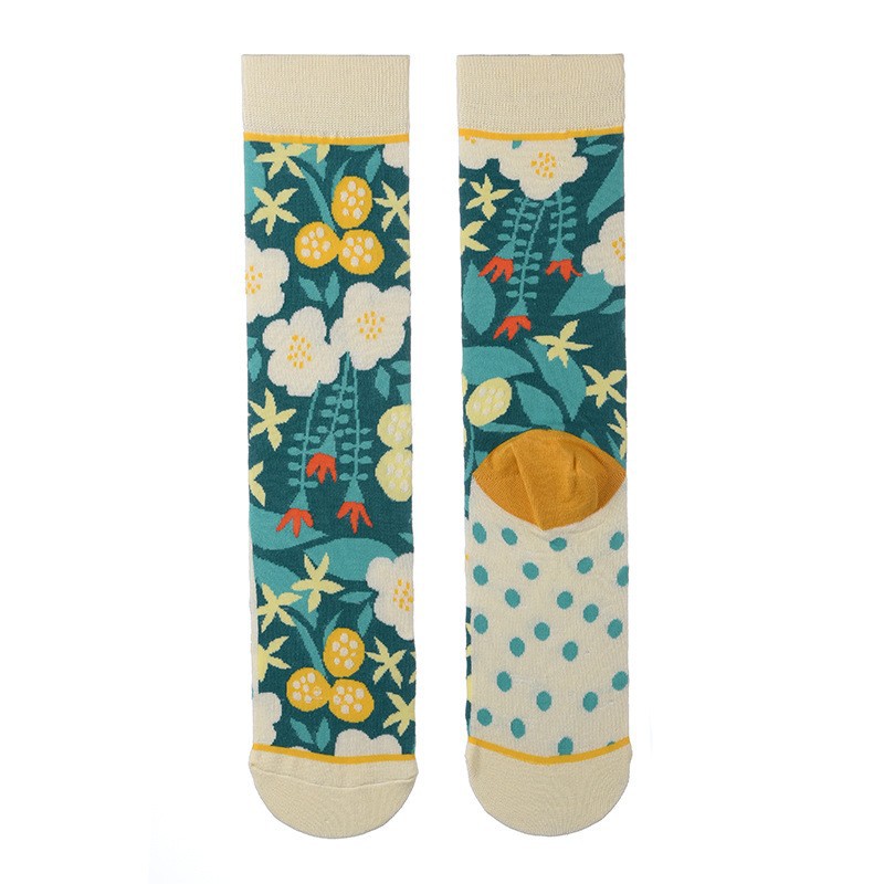 Söta damsockor tecknade djurmat fruktsockor kawaii roliga trendiga strumpor glada harajuku casual strumpor höst vårstrumpor: Brun